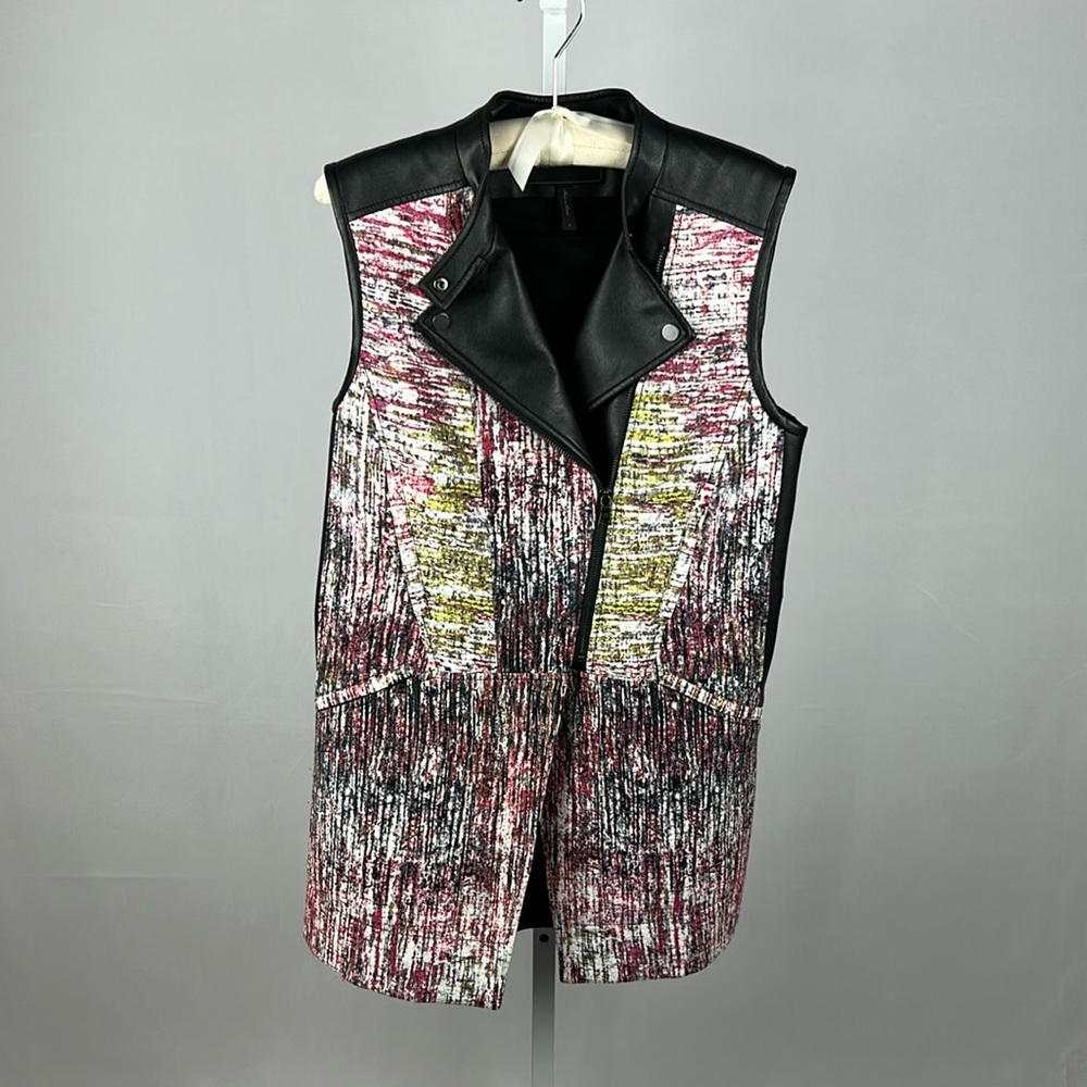 BCBGMaxAzria Julien Vegan Leather Moto Vest size S